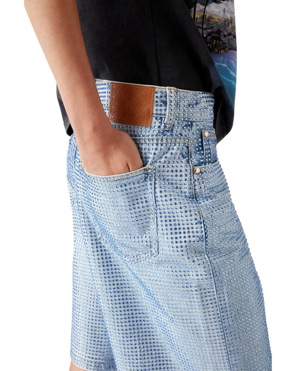 Short en jean orné de cristaux