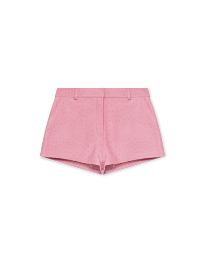 Shorts mini en cuir gaufré