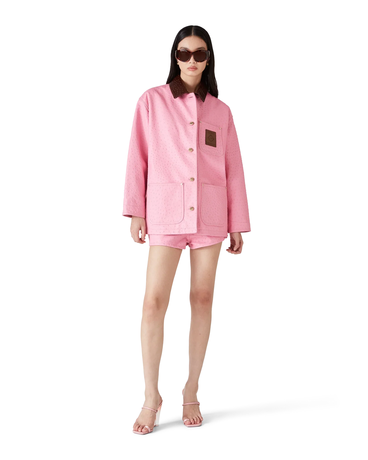 Shorts mini en cuir gaufré